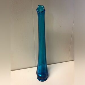 COPY - Vintage Viking Glass Swung Panel Vase 13” Tall Gorgeous Blue/Turquoise E…
